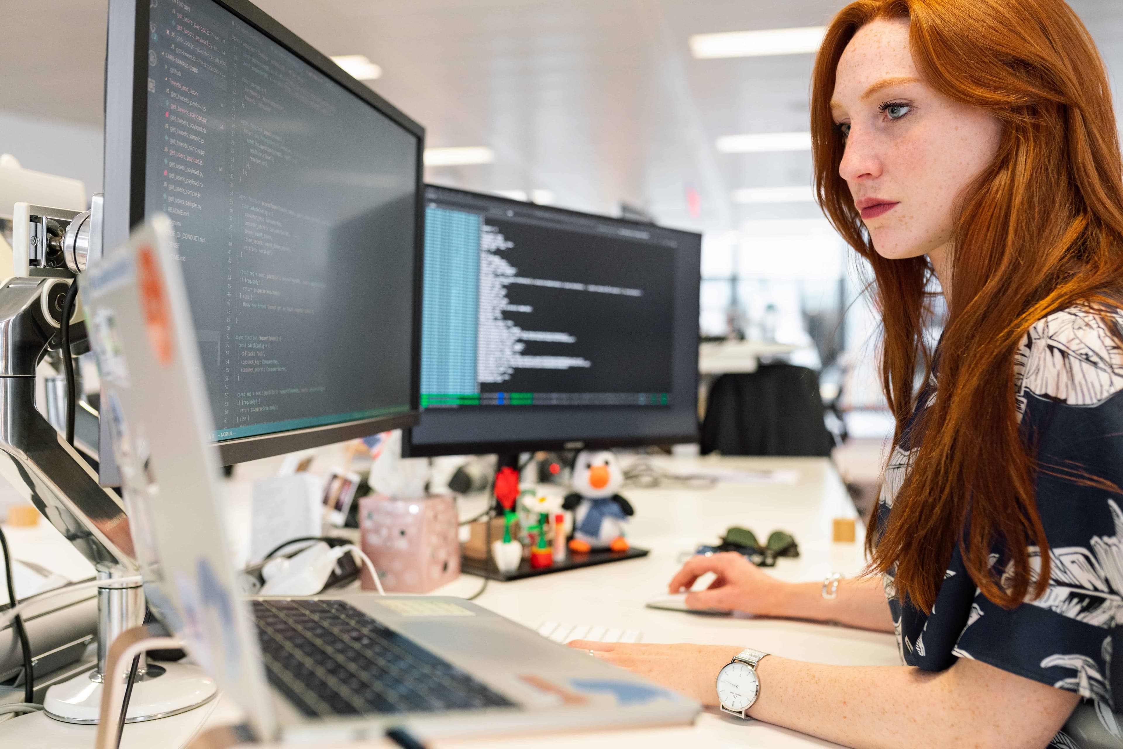 Student working in a technology programme environment