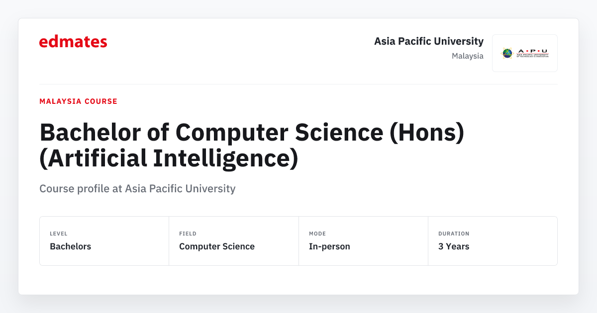 Bachelor of Computer Science (Hons) (Artificial...