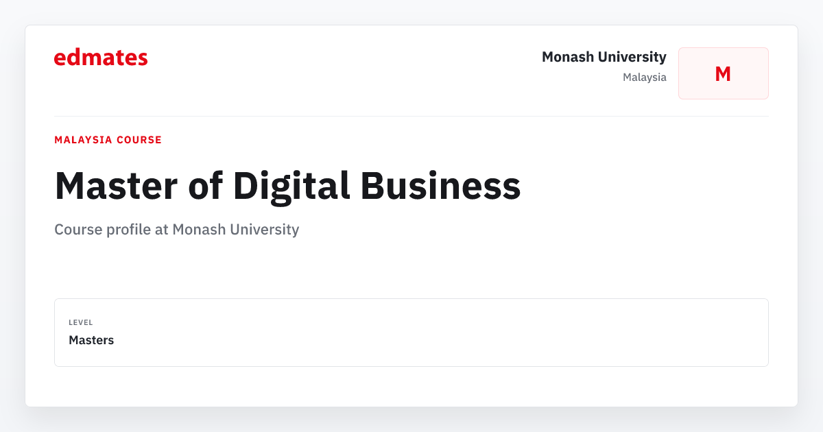 Master of Digital Business at Monash University | Edmates