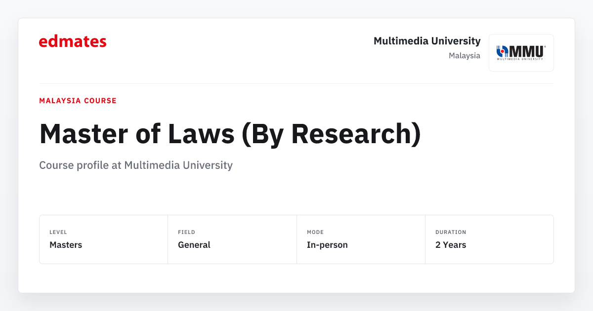 Master of Laws (By Research) at Multimedia University | Edmates