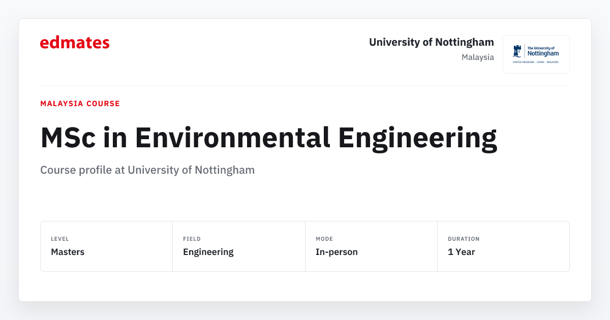 MSc in Environmental Engineering at Nottingham | Edmates